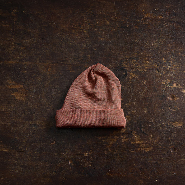 Rook Baby Beanie - Merino Wool & Silk - Russet