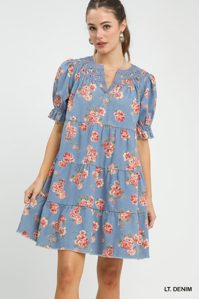 Rose Denim Dress