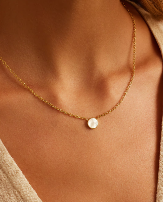 Rose Marble Coin Necklace