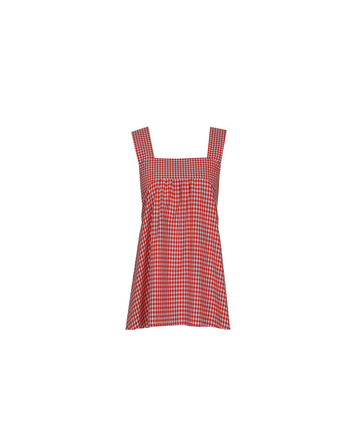 RUBÉBÉ MARGIE TIE MINI DRESS RED GINGHAM