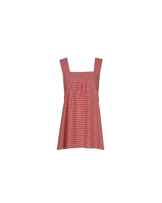 RUBÉBÉ MARGIE TIE MINI DRESS RED GINGHAM