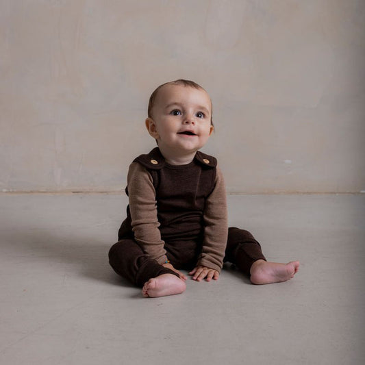 Ruff Baby Romper - Merino Wool & Silk - Cacao