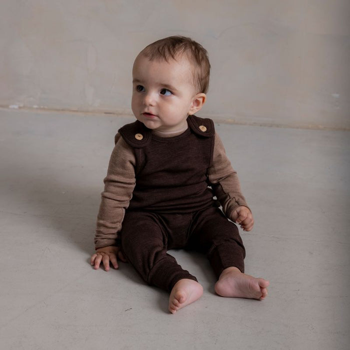 Ruff Baby Romper - Merino Wool & Silk - Cacao
