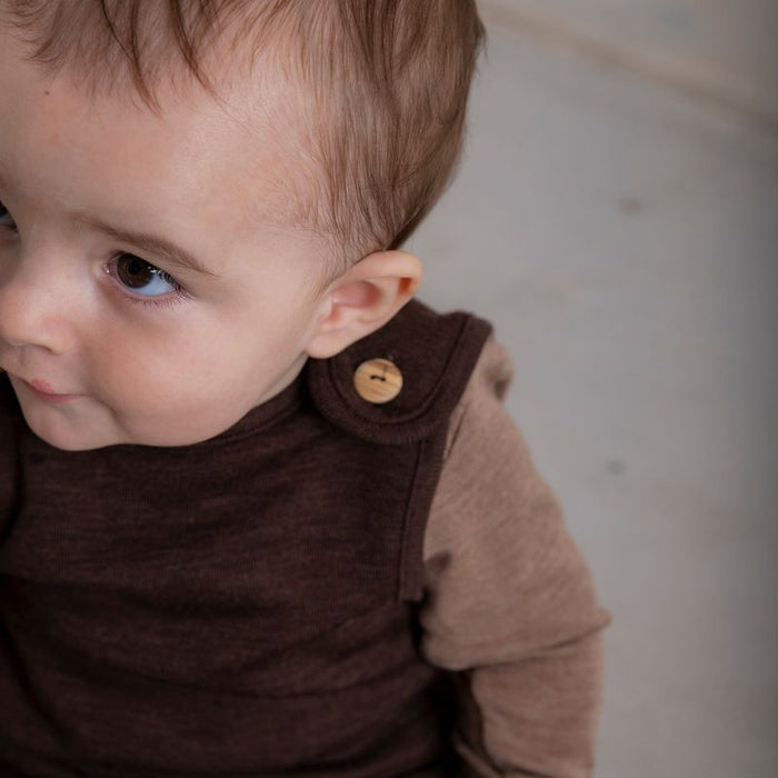 Ruff Baby Romper - Merino Wool & Silk - Cacao
