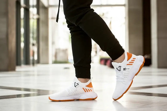 athletic shoes men breathable mesh sneaker white low-top with textured outsole grip for workouts and commuting