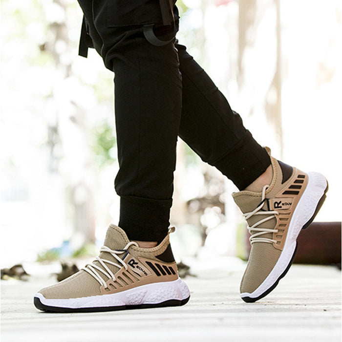 running shoes men black breathable mesh sneaker with thick EVA sole and lace-up fit for everyday rotation