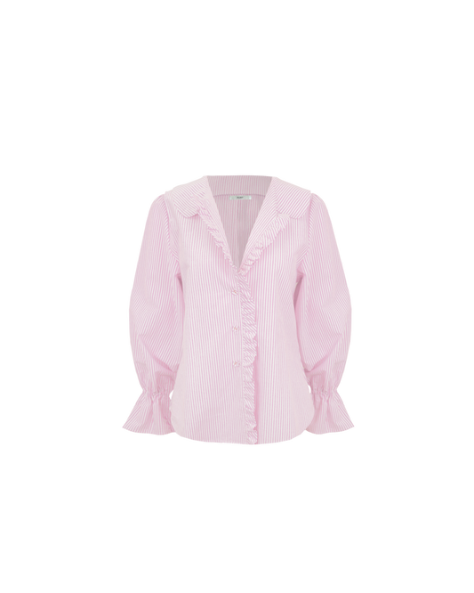 SANDLER RUFFLE SHIRT PINK STRIPE