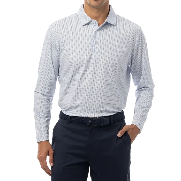 SanSoleil Men's Soltek Ice L/S Polo - Peri/Navy