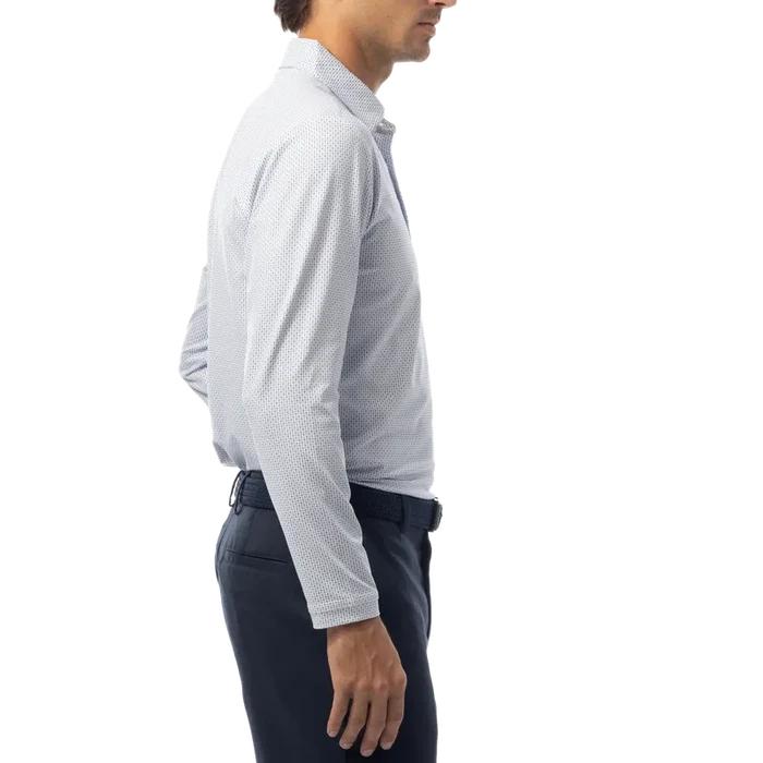 SanSoleil Men's Soltek Ice L/S Polo - Peri/Navy