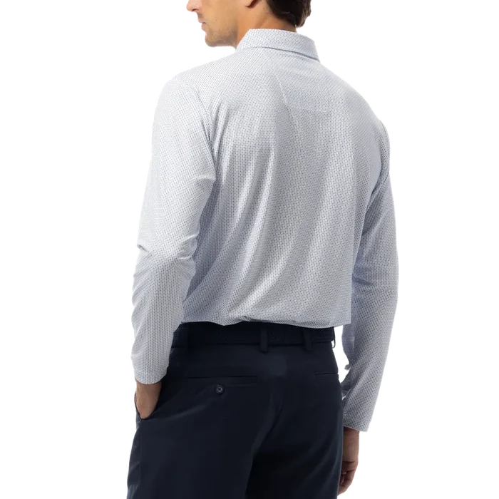 SanSoleil Men's Soltek Ice L/S Polo - Peri/Navy