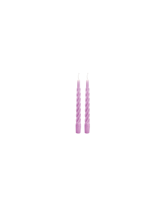 SET OF TWO TWISTED CANDLES LILAC