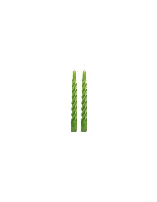 SET OF TWO TWISTED CANDLES MOSS