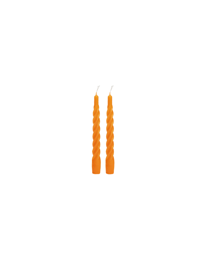 SET OF TWO TWISTED CANDLES ORANGE
