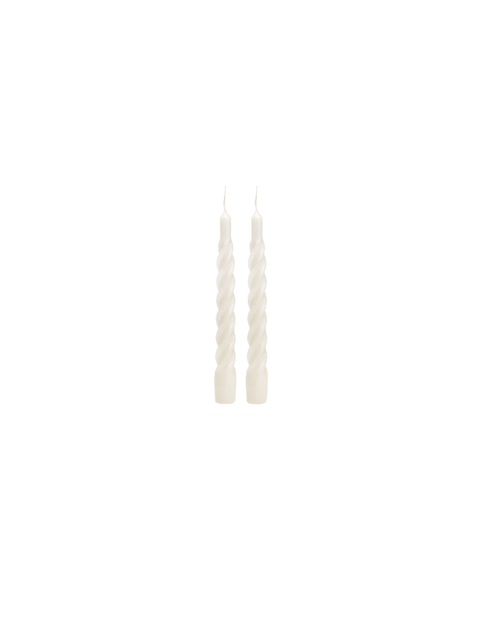 SET OF TWO TWISTED CANDLES WHITE