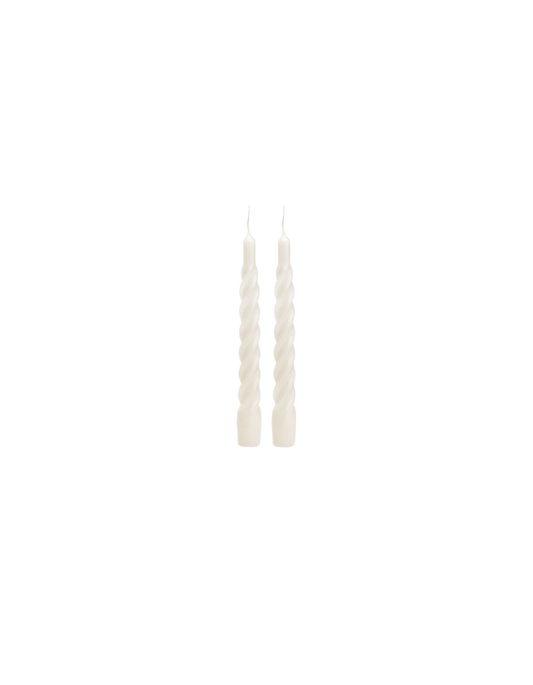 SET OF TWO TWISTED CANDLES WHITE
