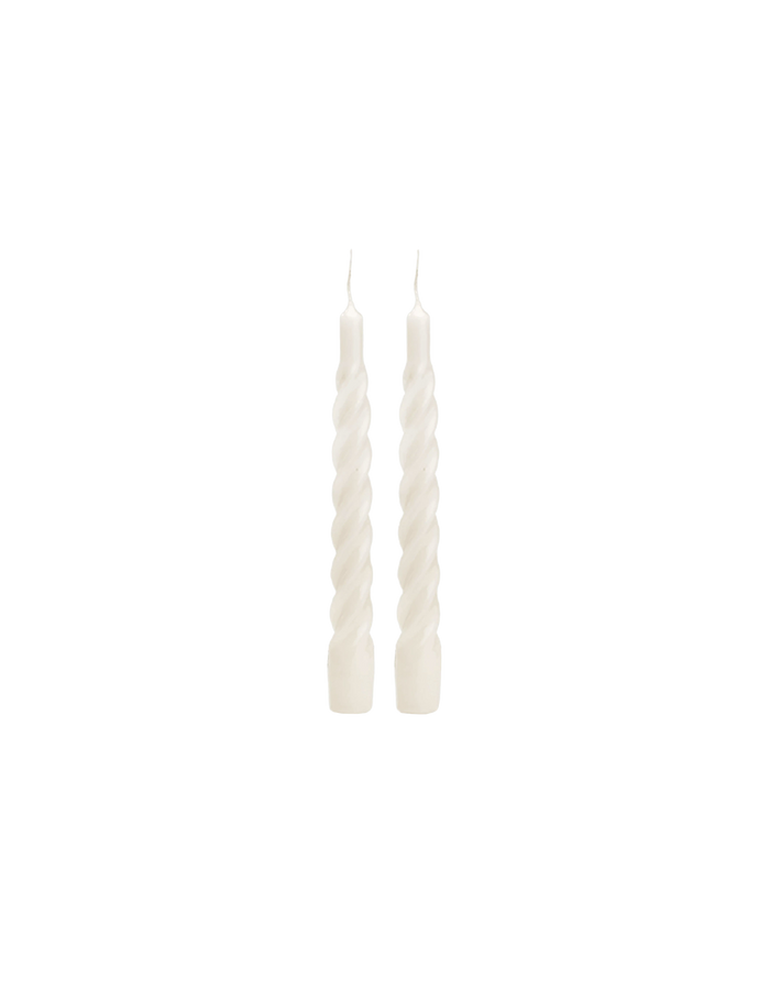 SET OF TWO TWISTED CANDLES WHITE