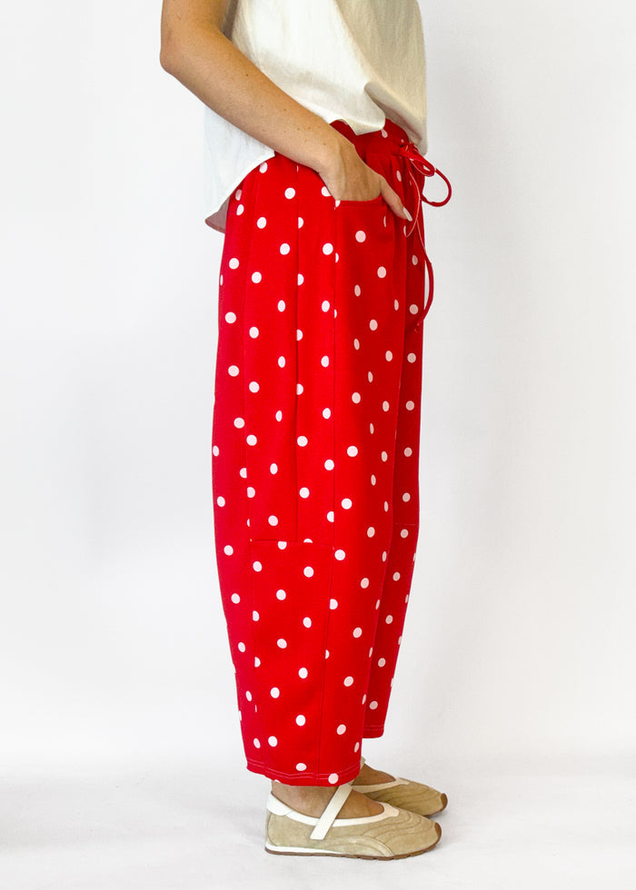 Shea Polka Dot Barrel Pants - Red