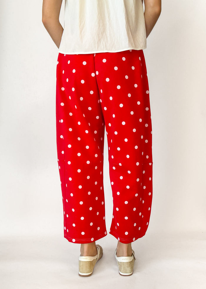 Shea Polka Dot Barrel Pants - Red