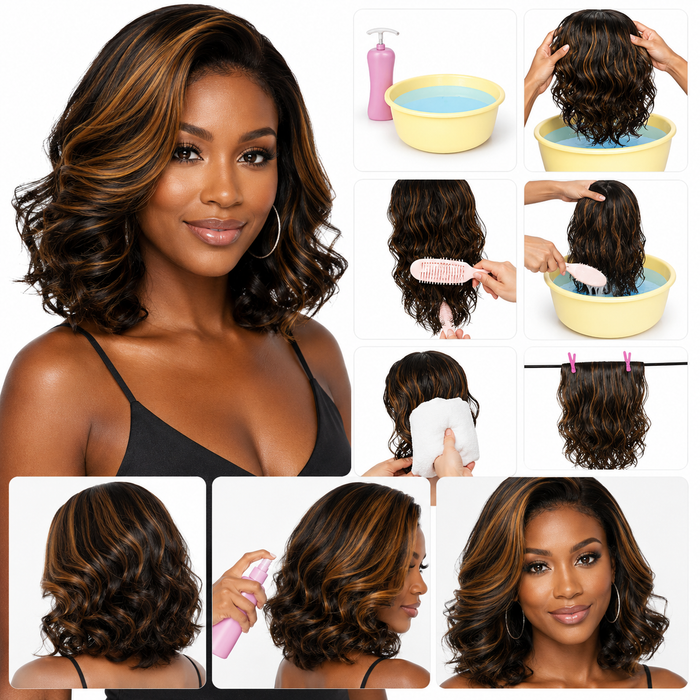 Synthetic curly wig in short black brown style with smooth movement, breathable feel, and effortless daily wear for women now