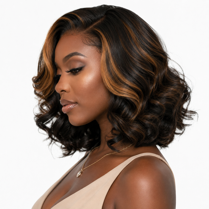 Ready to wear curly wig with balanced volume, soft hand feel, and polished black brown finish for instant confidence each day