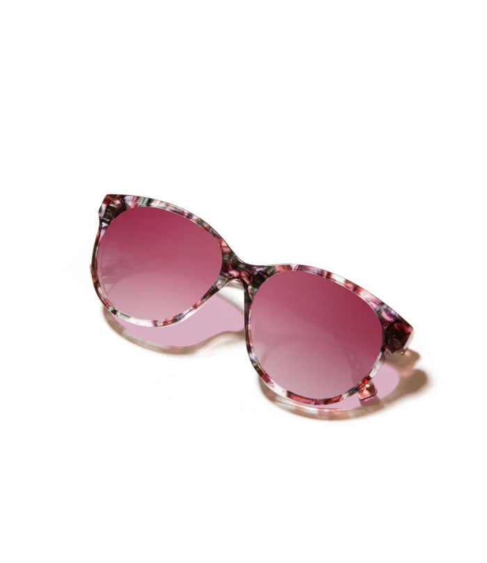 Shwood Madison Cherry Blossom Rose sunglasses on a white background.