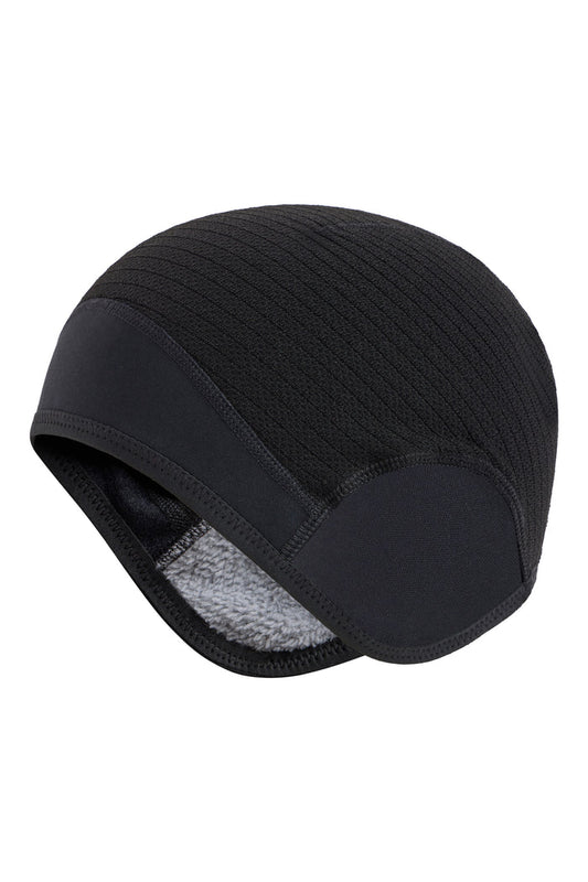 Skull Cap with Insulated Ear Covers by Giordana Cycling, BLACK, Made in Italy
