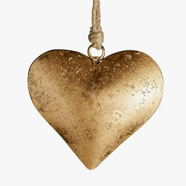 Small Golden Antique Hanging Heart - Adored A Lovely Boutique