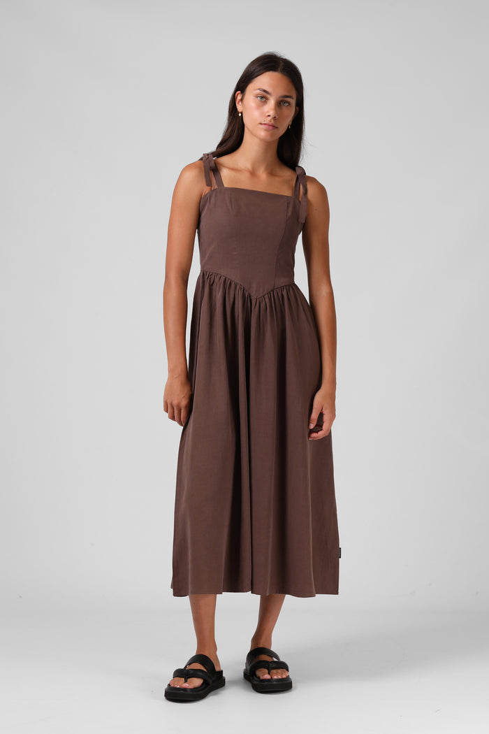 Sofia Midi Dress - Chocolate