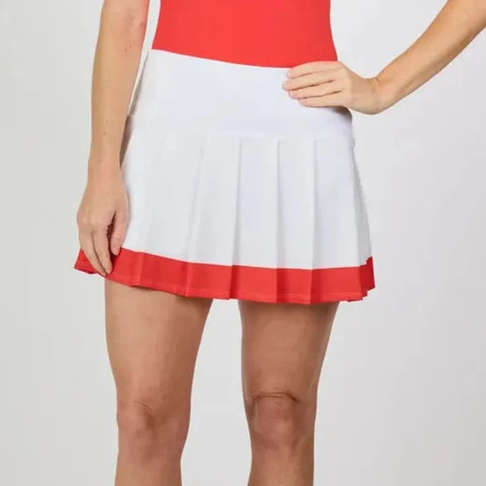 Sofibella Hibiscus Pleated Skort (14")- White/Hibiscus