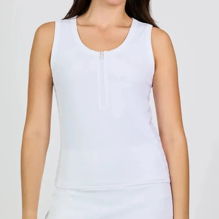 Sofibella White Stripes 1/2 Zip Tank - White