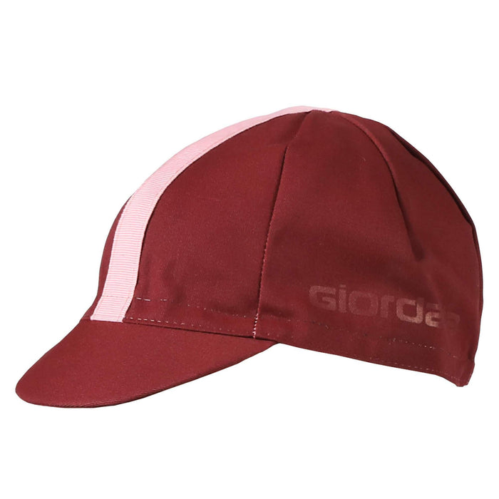 Solid Cotton Ribbon Cap by Giordana Cycling, SANGRIA, Made in Italy