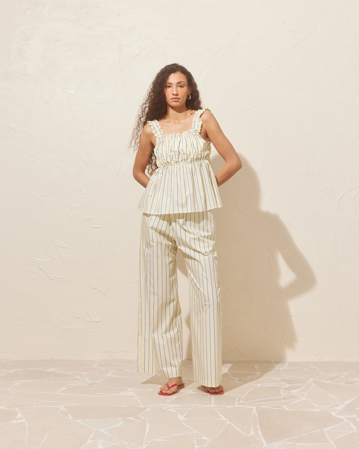 SONNY PANT BUTTER NAVY STRIPE