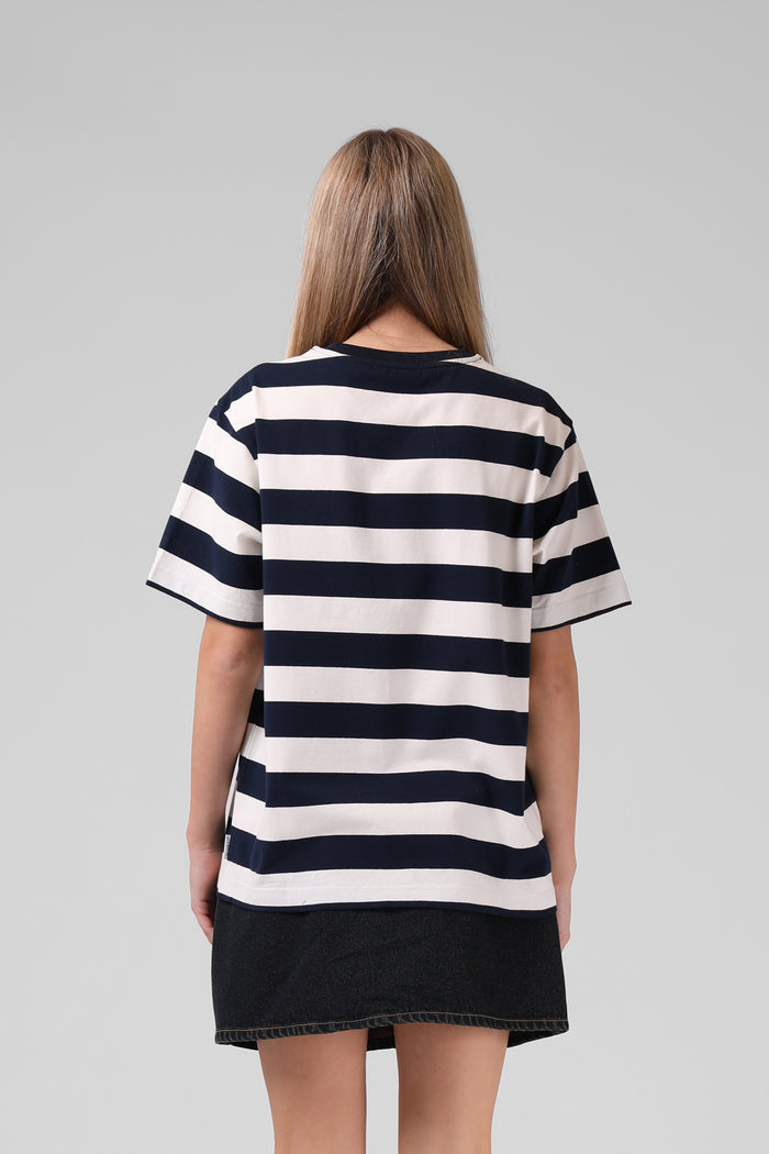 Stripe OS Tee - Navy/White Stripe