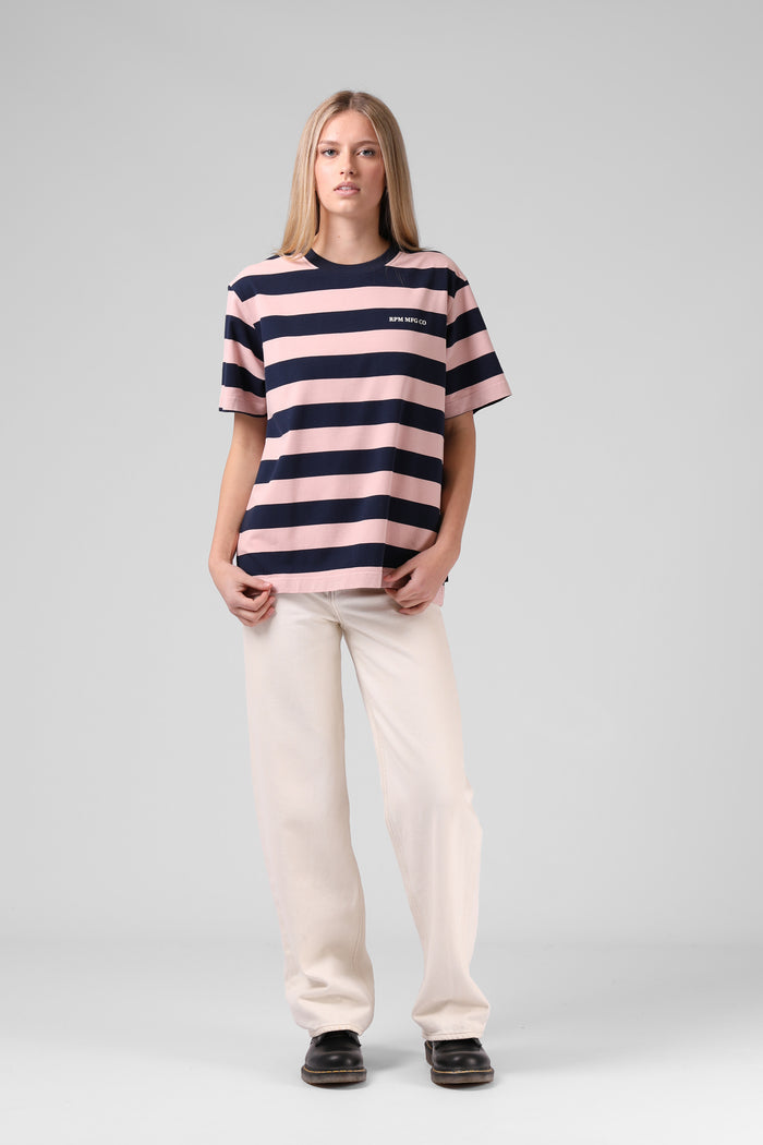 Stripe OS Tee - Pink/Black Stripe