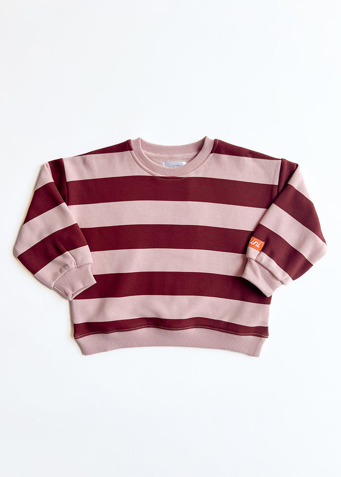 Striped Sweatshirt - Burgundy & Pink