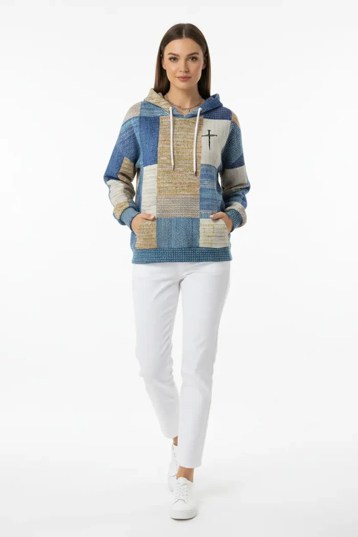 Stylish casual women's plaid hoodie artistic retro aesthetic clean finish