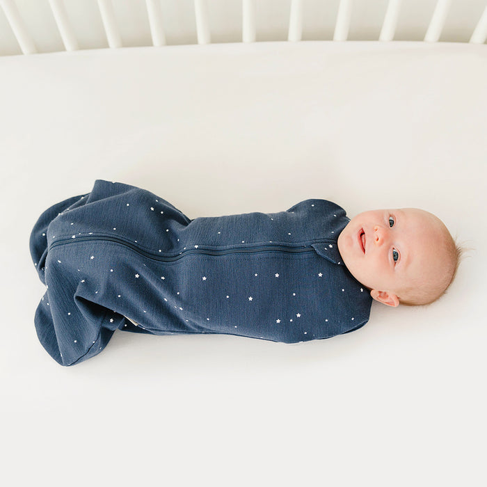 Swaddle Bag, Merino Wool, Newborn to 3 Months, Star Indigo