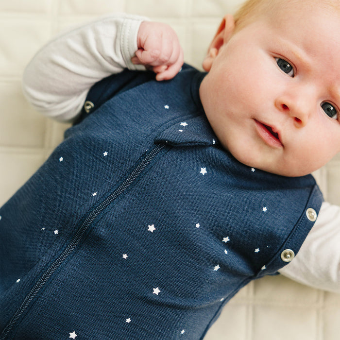 Swaddle Bag, Merino Wool, Newborn to 3 Months, Star Indigo