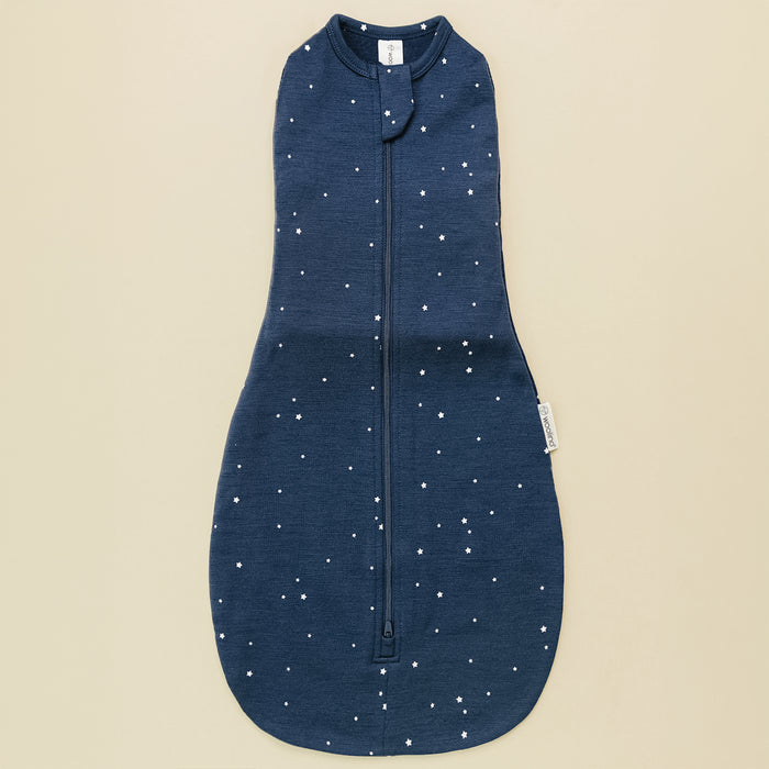 Swaddle Bag, Merino Wool, Newborn to 3 Months, Star Indigo