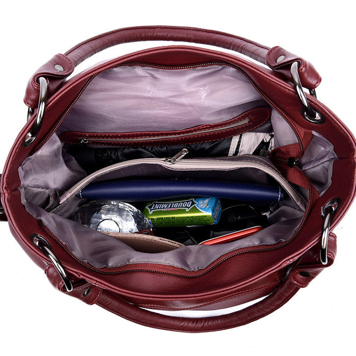 Taro purple PU bucket bag with long tassel magnetic closure commuter outfit