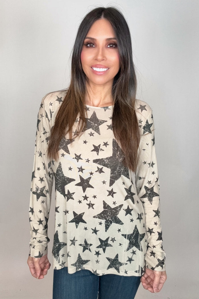 Style the Taupe Star Mesh Top exclusively at Born To Glam