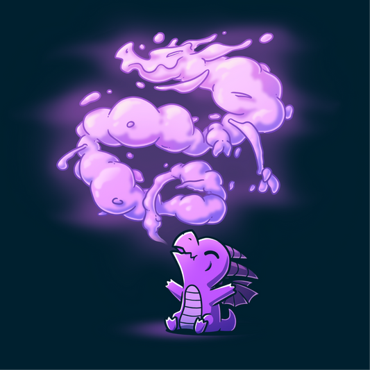 Premium Cotton T-shirt_TeeTurtle navy The Dragon Within Premium Cotton T-shirt featuring a purple baby dragon exhaling smoke that twists above them in the shape of a powerful adult dragon.