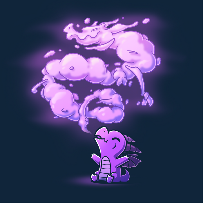 Classic Cotton T-shirt_TeeTurtle navy The Dragon Within Classic Cotton T-shirt featuring a purple baby dragon exhaling smoke that twists above them in the shape of a powerful adult dragon.