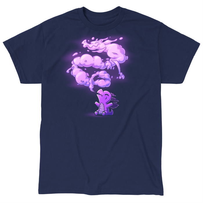 Classic Cotton T-shirt_TeeTurtle navy The Dragon Within Classic Cotton T-shirt featuring a purple baby dragon exhaling smoke that twists above them in the shape of a powerful adult dragon.