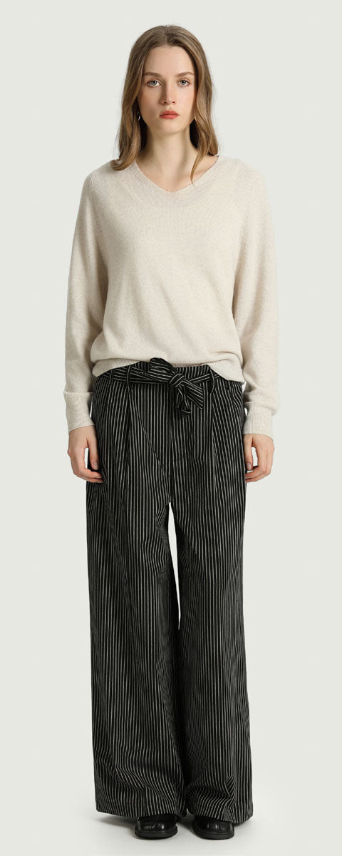 The Korner VALERIE Pants in Black Pinstripe