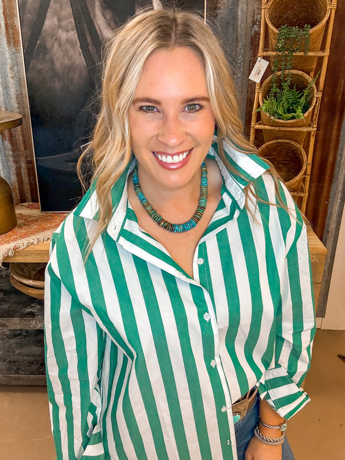 THE STRIPE BUTTON DOWN, GREEN