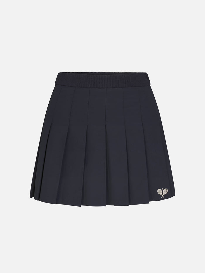 The Tennis Pleated Skirt -- Navy Multi