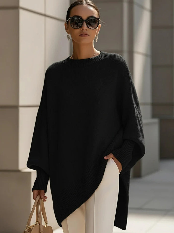 cozy winter pullover women dark green loose silhouette everyday wear