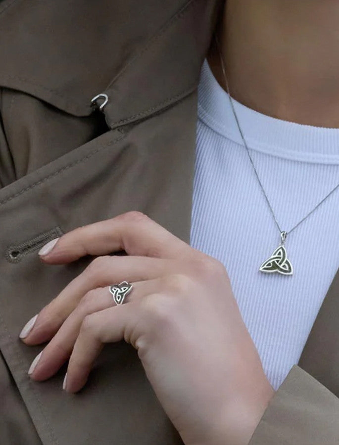 Trinity Knot Ring Connemara Marble