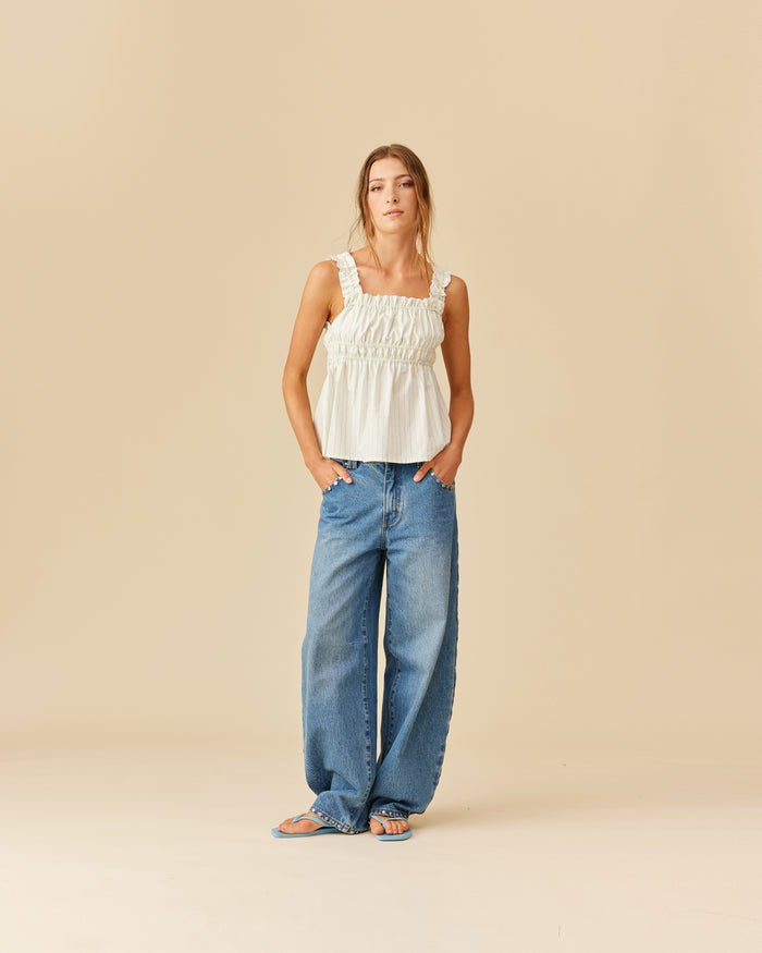 TRULLI TOP BUTTER BLUE STRIPE